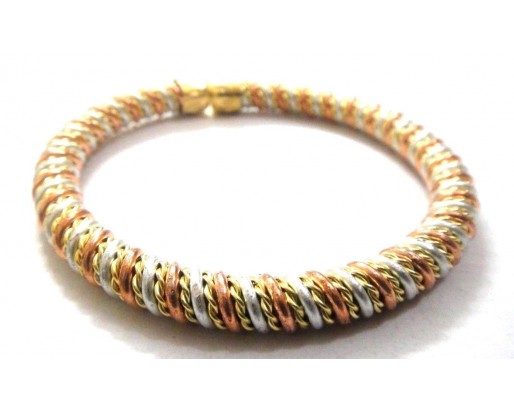 PLAIN Copper & Brass Twisted Braid Cuff Bracelet Wristlet Wristband - 7 mm Thick